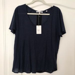 Bella Luxx scoop neck knit t-shirt, navy, small